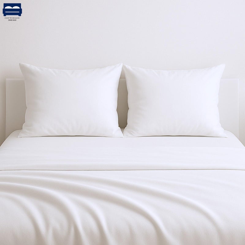 Cottingon 4 Pc Twin Extra Long Sheets for Dorm Bedding, 100% Egyptian Cotton, Specially Designed for College Room Beds, Pocket fits 10-15 inches Deep Mattress, Twin XL 39"x80", White Solid - Image 2
